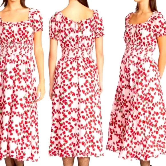 Betsey Johnson Strawberry Fields Smocked Maxi Dress XS - Picture 2 of 7